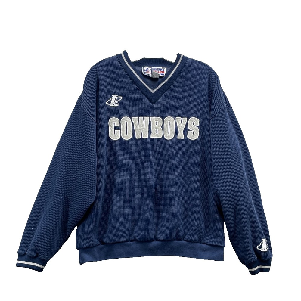 VTG NFL Dallas Cowboys Sweatshirt Mens Large Waffle Knit 90s Football Streetwear